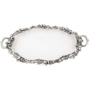 Bandeja de Servir Ovalada de Venta Rápida con Asa para el Hogar y la Oficina, Hecha de Aluminio, Bandeja de Servir de Plata Alemana a Bajo Precio - Product Image 2