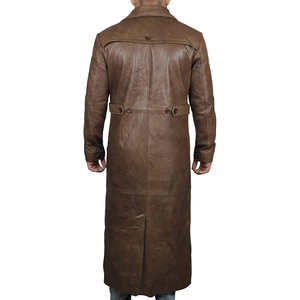 Abrigo de Cuero para Hombre a Precio de Mayoreo, Gabardina Larga de Invierno, Talla Grande, Abrigo de Cuero de Alta Calidad con Logotipo y Botones Personalizados - Product Image 3