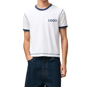 T-shirt en coton premium pour homme, manches raglan, tricoté, patchwork, coupe oversize, style streetwear, option OEM, décontracté, marque privée - Product Image 1
