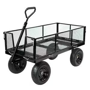 Multi Purpose Steel Utility Cart 1000lb Metal Garden Cart Heavy Duty Garden Cart Mesh Bed 10" Pneumatic Tires Steel ODGGAD008 - Product Image 1