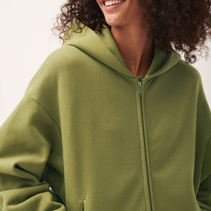 Sudadera con capucha y cremallera para mujer, estilo urbano, 100% algodón, venta al por mayor, en stock, alta calidad, cómoda, OEM, 2026 - Product Image 5