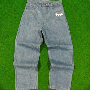 Jeans Streetwear Personnalisés Brodés en Gros pour Hommes – Coupe Droite Y2K, Baggy, Délavé à l'Acide, Vintage, Grandes Tailles - Product Image 1