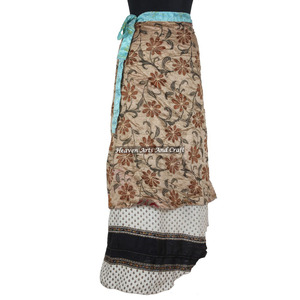 Falda Larga de Seda Cruzada Casual de Diseño para Mujer, 2 Capas, Reversible, Tipo Sari Mágico, Proveedores Mayoristas - Product Image 6