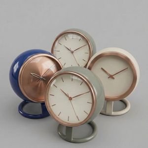 Contemporary Creative Wrought Iron Metal Desk <b>Clock</b> Quartz Analog Silent Home Office Living Room Oval Shape Waterproof Snooze - Product Image 6