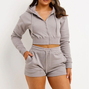 Conjunto de Shorts y Sudadera Corta de Algodón para Mujer, Diseño Personalizado, Alta Calidad, Transpirable, Estilo Vintage con Bordado, Venta al Por Mayor - Product Image 3