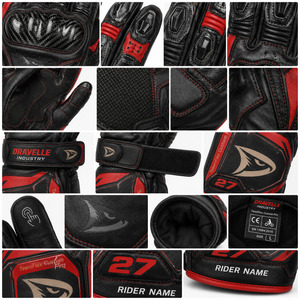 Gants de course moto professionnels en cuir véritable avec protection des articulations en fibre de carbone - Product Image 5