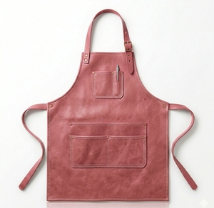 Mejor delantal de cuero para cocinar, delantal de cuero PU rosa vintage de cuero auténtico para cocinar - Product Image 1