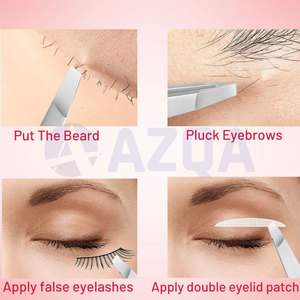 Pince à épiler professionnelle en acier inoxydable à pointe inclinée avec étui en cuir, outil de toilettage pour le modelage des sourcils et l'épilation - Product Image 4