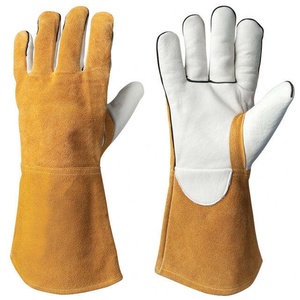 Leather Safety <b>Gloves</b> 14 Inch <b>Knit</b> Wrist Heat Resistance Anti-Heat Abrasion Resistant Smooth Texture Latex-Free Water Proof 7 oz - Product Image 5