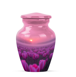 Pink Tulip Print Cremation Urn Adult Ashes <b>Keepsake</b> Vase <b>Memorial</b> Funeral Urn With Drawstring Pouch - Product Image 5