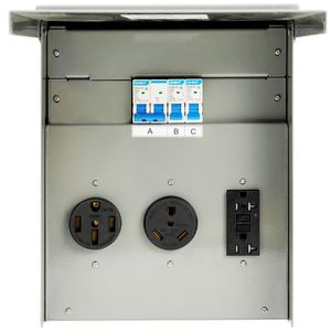 Pannello Presa di Corrente Temporanea 20/30/50 Amp, Scatola Presa Elettrica per Camper NEMA 14-50R e NEMA TT 30R, Presa 125/250V Installata - Product Image 4
