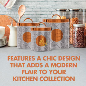 Juego de 3 Recipientes Metálicos Galvanizados para Cocina, Recipientes para Té, Azúcar y Café, Recipientes de Almacenamiento de Alimentos con Asa - Product Image 6