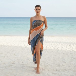 Paréo de plage en batik fait main de qualité supérieure, léger, respirant, en coton, écharpe polyvalente, couverture d'été, tenue de villégiature, style bohème - Product Image 4