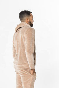 Survêtement de jogging en velours chaud pour homme, design usine, blocs de couleur, bandes réfléchissantes, fermeture éclair - Product Image 5