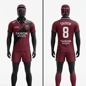 Uniforme de Rugby para Hombre, Premium, 240 GSM, Malla de Poliéster, Tejido de Alto Rendimiento, Secado Rápido, Diseño con Paneles Marrón y Negro, Jersey Personalizado - Product Image 1