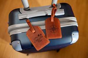 Custom Genuine Leather Luggage <b>Tags</b> Luxury Travel Accessories Privacy Flap <b>Suitcase</b> Labels Wholesale Gift LMP-0170 - Product Image 5