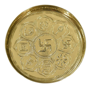 Plateau de prière décoratif en laiton écologique fait main pour la cérémonie hindoue de Puja, avec plateau d'offrande religieuse et Diya Ho - Product Image 2