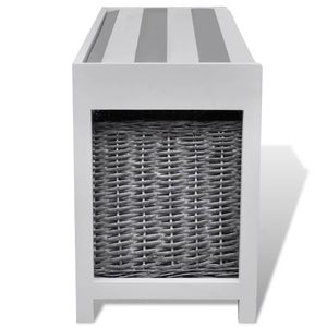 Trắng lưu trữ & lối vào băng ghế dự bị với đệm đầu và 3 giỏ cho đồ nội thất phòng khách - Product Image 4