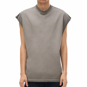 2026 New Arrival <b>Men</b> Sleeveless Crew Neck Tank Top Plain Gray Cotton Muscle Fit Athletic Gym Wear All Seasons for sale - Product Image 1