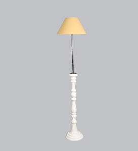 Lampe de sol club de luxe élégante beige en métal et tissu avec base en bois, OEM ODM, faible MOQ, prix d'usine, vente en gros, approvisionnement en vrac - Product Image 4