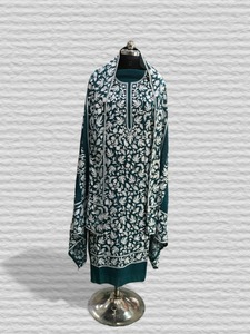 NUEVA COLECCIÓN: Conjunto de CHANDERI de Algodón Jacquard con Tejido a Mano, Top, Pantalón y Dupatta, Ropa Casual de Lujo, Precio al por Mayor, Estilo Étnico - Product Image 4