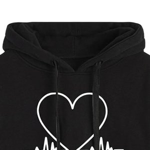 Sweat-shirt à capuche noir pour femme, personnalisé avec logo, manches longues, couleur unie, en coton tricoté avec poches, style décontracté pour l'automne, vente en gros - Product Image 5
