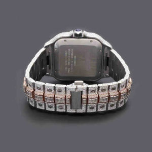 Montre de luxe en moissanite la plus vendue avec diamants de clarté VVS, montre personnalisée pour homme avec logo, boîtier carré entièrement serti de diamants, prix de gros - Product Image 2