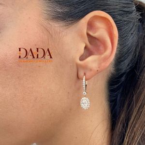 ต่างหูเพชรทรงรีแบบ Imperial Oval Solitaire ประดับเพชร Halo ดีไซน์หรูหราสำหรับงานแต่งงานและเครื่องประดับเจ้าสาวสำหรับใช้ในชีวิตประจำวัน - Product Image 6