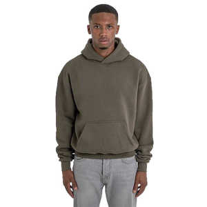 Premium Heavyweight Cotton <b>Hoodie</b> Custom Logo Oversized Blank Streetwear Pullover Unisex Fleece Drop Shoulder <b>Plain</b> Sweatshirt - Product Image 1