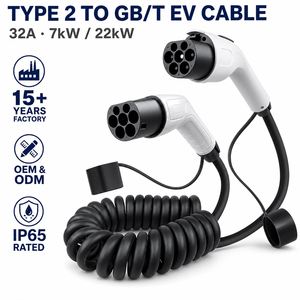 Câble de recharge pour VE, type 2 en spirale à ressort vers GB/T, cordon de chargeur OEM enroulé type 2 vers GBT pour véhicules électriques chinois - Product Image 1