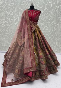 Precio de Fábrica OEM Premium Lehenga Choli Marrón para Trabajo Pesado, Ropa Étnica Tradicional India, Ghagra Nupcial Bordada al por Mayor - Product Image 3