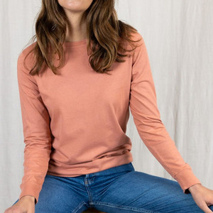 T-shirt tendance pour femme à manches longues et col rond, couleur unie, en jersey de coton, coupe décontractée, manches longues, toutes saisons, prix de gros - Product Image 5