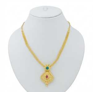 Collier pendentif en filigrane de cuivre Divyoro, longueur réglable, plaqué or 24 carats, pour femmes, mariage, classique, origine Orissa - Product Image 1