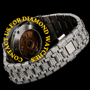 Reloj de Alta Calidad con Esfera Redonda de Oro Blanco con Incrustaciones de Diamantes Moissanite, Números Arábigos, Personalizable, Estilo Hip Hop, con Fecha Automática - Product Image 4