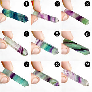 คริสตัลฟลูออไรต์ควอตซ์ธรรมชาติทรงหอก หินฟลูออไรต์สีรุ้งสำหรับบำบัดรักษา  แท่งหินฟลูออไรต์ทรงดินสอ สำหรับตกแต่ง - Product Image 4