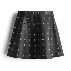Mini-jupe noire cloutée pour femme, effet cuir, jupe crayon avec ceinture en strass, streetwear d'été - Product Image 3
