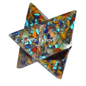 Gran curación Ojo de Tigre Merkaba estrella tallada Feng Shui ágata piedra preciosa - Product Image 2