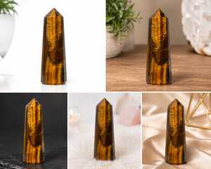 Tour de cristal d'œil de tigre naturel pour le courage, la confiance, la protection, la concentration, la méditation et la guérison énergétique positive - Product Image 4