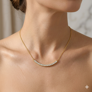 SHRAMAN DIAMOND Colgante de Moda para Mujer con Barra Curva Personalizada, Diamante Cultivado en Laboratorio de Corte Brillante, Chapado en Oro sobre Plata 925 - Product Image 3