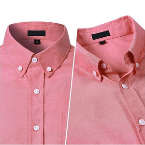 Chemise Oxford à manches longues pour homme, rose corail, légère, décontractée, respirante, coupe ajustée, avec poche poitrine, boutonnée - Product Image 4