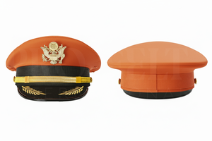 Custom Black Color Embroidered Brim Peak Cap with Gold Trim Adjustable Formal Uniform Style Headwear Outdoor <b>Hat</b> for <b>Men</b> - Product Image 5