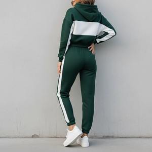 Conjunto Deportivo Personalizado con Logotipo para Mujer, Sudadera con Capucha y Pantalones Deportivos Unisex Color Gris Niebla, Conjunto Deportivo de Algodón Grueso para Correr - Product Image 3