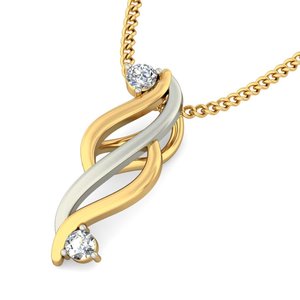 Yellow Gold Diamond Pendant With Round Brilliant Cut Diamonds Minimalist Style For Women's Everyday Wear - Product Image 2