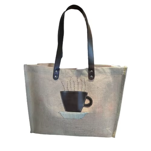 Sacs de courses en jute personnalisés en gros, sacs fourre-tout réutilisables en lin écologique avec logo pour la publicité, les cadeaux, les femmes, approvisionnement en vrac - Product Image 5