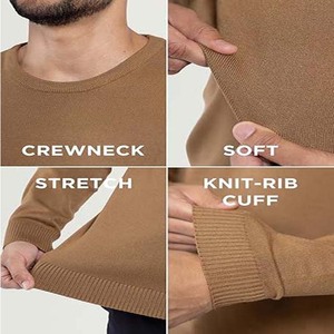 Pull-over en tricot à col rond pour homme, coupe slim, couleur unie, manches longues, décontracté, en vente - Product Image 5