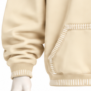 Sweat-shirt à capuche surdimensionné Karem avec bordure cousue, effet vieilli, surpiqûres contrastées, poche kangourou, style streetwear vintage - Product Image 5