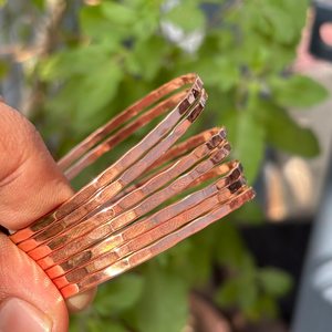Handmade Thin Hammered Pure Copper Bangle <b>Bracelet</b> Solid Copper Metal Crafts Dainty <b>Stacking</b> Healing Jewelry For Women OEM Plat - Product Image 2