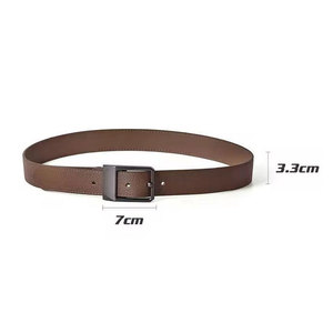 Ceinture Classique Décontractée en Cuir Véritable pour Homme avec Boucle en Acier, Imperméable et Confortable, Motif Floral Personnalisable pour le Travail - Product Image 2