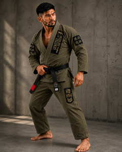 ชุดยิวยิตสู BJJ สีเขียวมะกอกสำหรับผู้ชาย ผ้าฝ้าย ผลิตจากโรงงานโดยตรง รับสกรีนโลโก้ ทนทาน ระบายอากาศได้ดี ไม่หดตัว ชุดศิลปะการต่อสู้ - Product Image 5