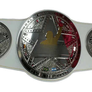 Cinturón de Campeón Mundial de Boxeo con Correa Blanca y Diseño de Estrella Plateada y Roja, Calidad Premium - Product Image 2
